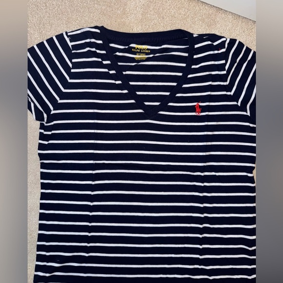 Polo Ralph Lauren Cotton Striped V Neck T Shirt - Picture 3 of 5